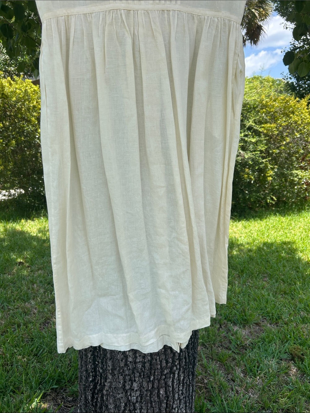 VTG Rare Polo Ralph Lauren Country 100% Linen Eyelet Pintuck Dress Cream size12 - Picture 13 of 13
